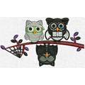 Owls in Halloween machine embroidery design