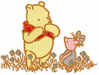 Winnie Pooh and Piglet classic 2 machine embroidery design