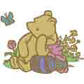 Winnie Pooh and Piglet classic machine embroidery design