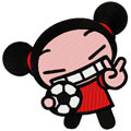 Pucca football machine embroidery design