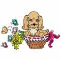 Puppy in basket embroidery design