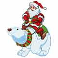 Santa riding polar bear embroidery design