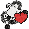 Sheep with heart machine embroidery design