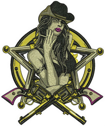 Sheriff woman machine embroidery design