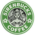 Sirenbucks coffee badge machine embroidery design