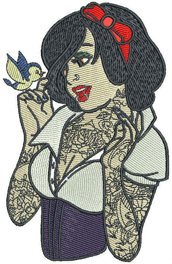 Snow White modern variant machine embroidery design