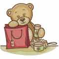 Teddy bear with shopping bag embroidery design