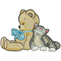 Teddy and cat embroidery design