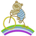 Teddy Bear on a bike machine embroidery design