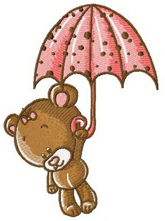 Teddy with umbrella 2 machine embroidery design