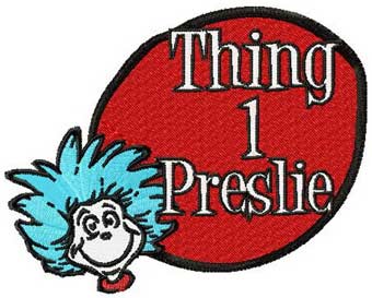 Thing 1 machine embroidery design