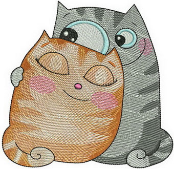 Two loving cats machine embroidery design