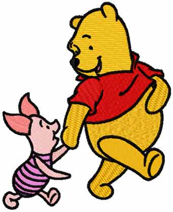 Winnie the Pooh and Piglet best friends 2 machine embroidery design