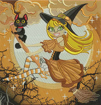 Wonderful witch embroidery design