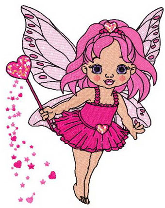Young cute fairy machine embroidery design