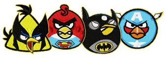 Angry birds Superheroes machine embroidery design
