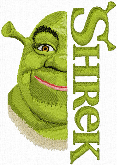 Shrek with logo machine embroidery design