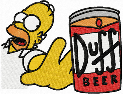Homer Simpson like beer machine embroidery design