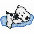 Snoopy on a cloud machine embroidery design
