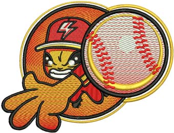 Baseball player embroidery design