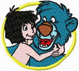 Mowgli and Baloo machine embroidery design