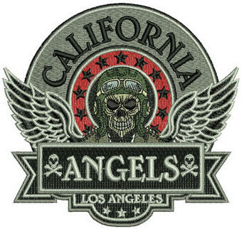 California Angels biker logo machine embroidery design