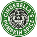 Cinderella coffee badge machine embroidery design