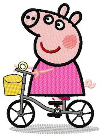 Peppa Pig ride machine embroidery design