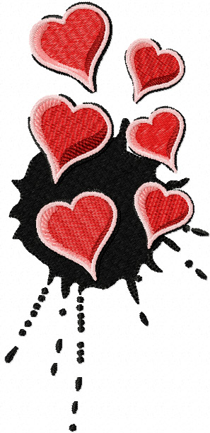 Hearts machine embroidery design
