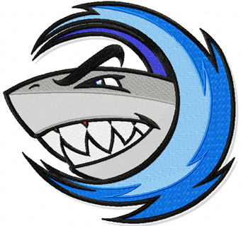 Shark mascot machine embroidery design
