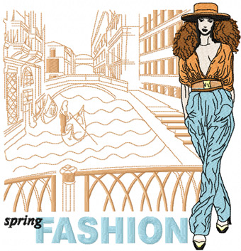 Spring fashion machine embroidery design