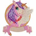 Unicorn badge embroidery design