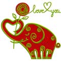 Valentine's day Funny Elephant machine embroidery design