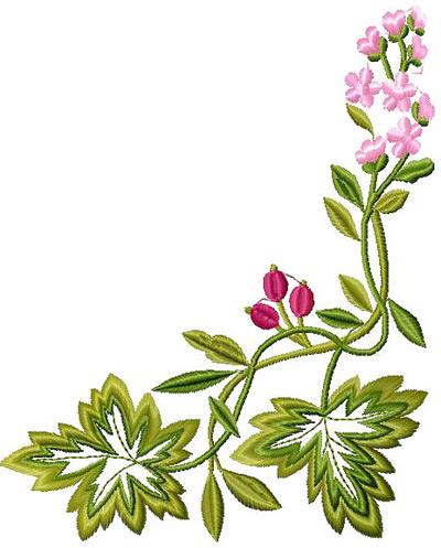 Free corner of the leaves and flowers machine embroidery design