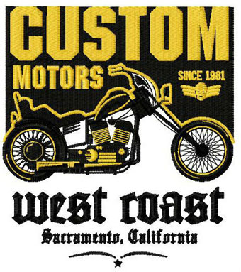 West Coast biker logo machine embroidery design