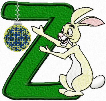 Rabbit letter X machine embroidery design