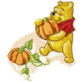 Winnie the Pooh and pumpkins machine embroidery design 
