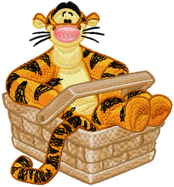 Tiger in basket machine embroidery design