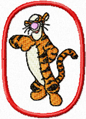 Tiger in oval frame machine embroidery design