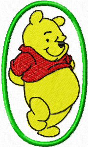 Winnie Pooh in oval frame machine embroidery design