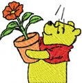 Winnie Pooh with flower 3 machine embroidery design