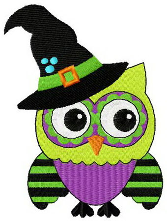 Witch owl machine embroidery design